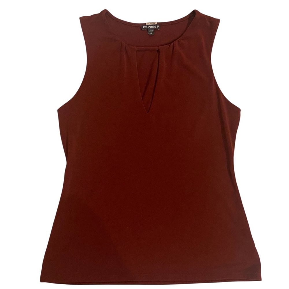 Express Women's Maroon Keyhole Sleeveless Top Small